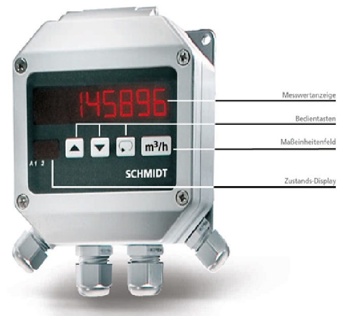 LED measured value display for anemometers in biogas plants